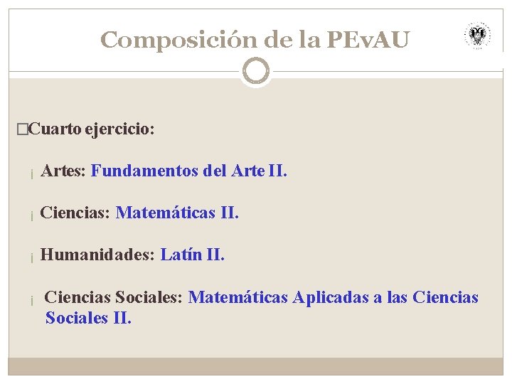 Composición de la PEv. AU �Cuarto ejercicio: ¡ Artes: Fundamentos del Arte II. ¡