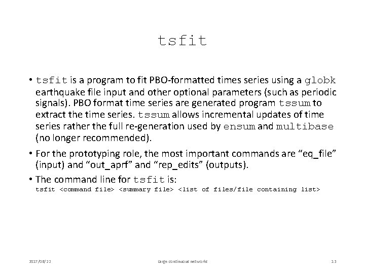 tsfit • tsfit is a program to fit PBO-formatted times series using a globk