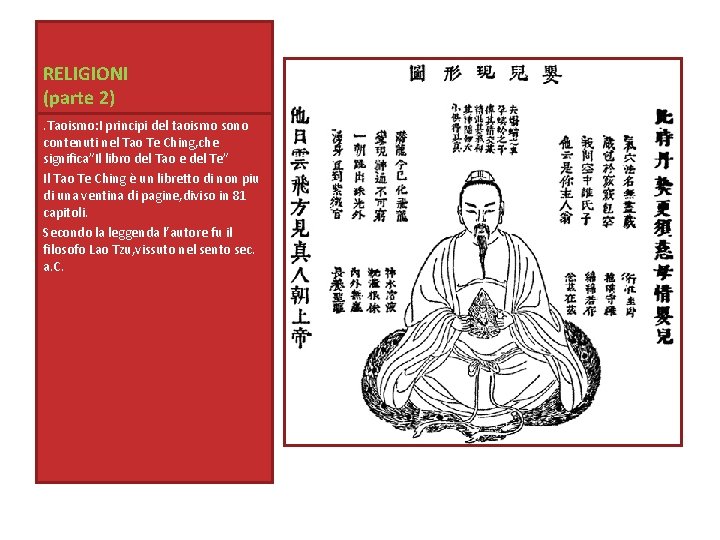 RELIGIONI (parte 2). Taoismo: I principi del taoismo sono contenuti nel Tao Te Ching,