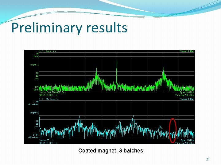 Preliminary results Coated magnet, 3 batches 21 