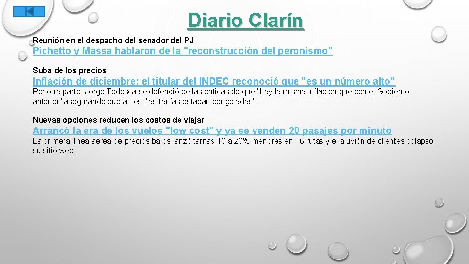 Diario Clarín Reunión en el despacho del senador del PJ Pichetto y Massa hablaron