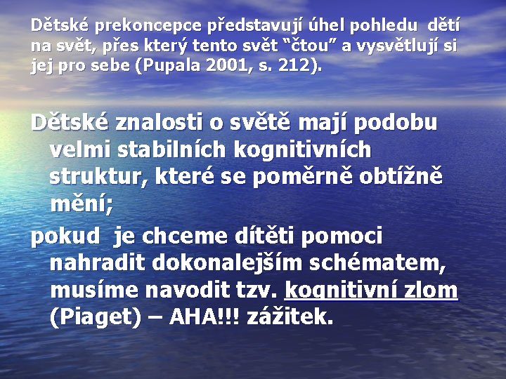 Dětské prekoncepce představují úhel pohledu dětí na svět, přes který tento svět “čtou” a