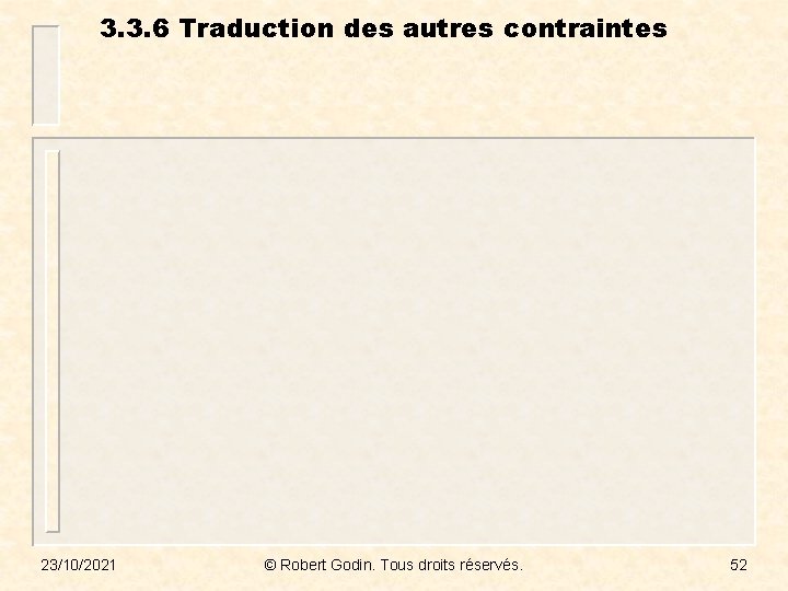 3. 3. 6 Traduction des autres contraintes 23/10/2021 © Robert Godin. Tous droits réservés.