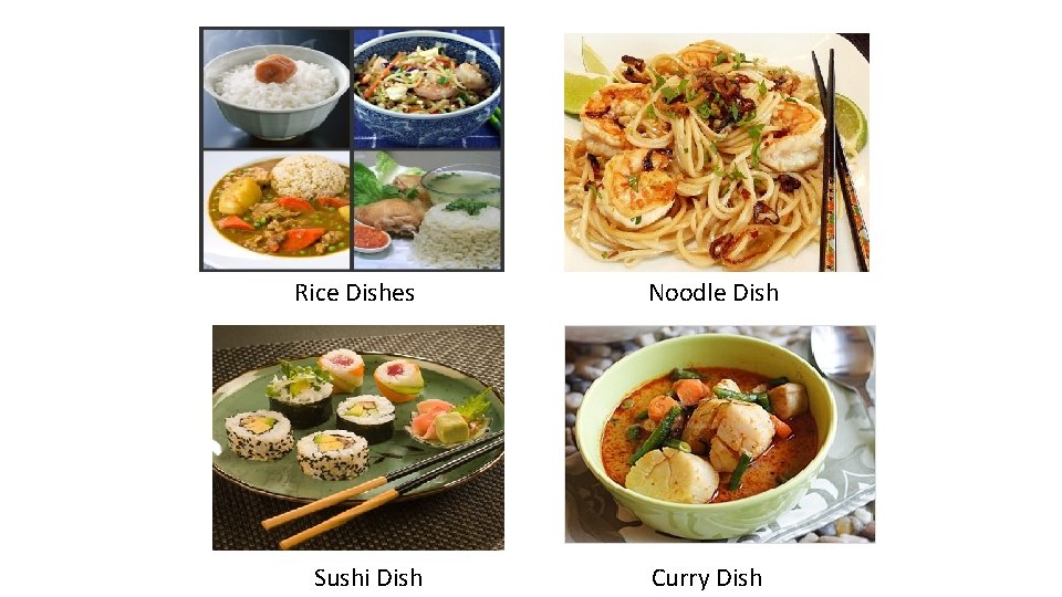 Rice Dishes Sushi Dish Noodle Dish Curry Dish Rice Dishes Sushi Dish Noodle Dish Curry Dish