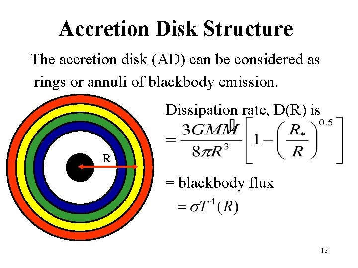 Accretion Disk Structure The accretion disk (AD) can be considered as rings or annuli