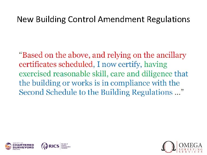 New Building Control Amendment Regulations New Building Control Amendment Regulations