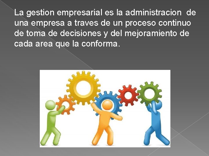 La gestion empresarial es la administracion de una empresa a traves de un proceso