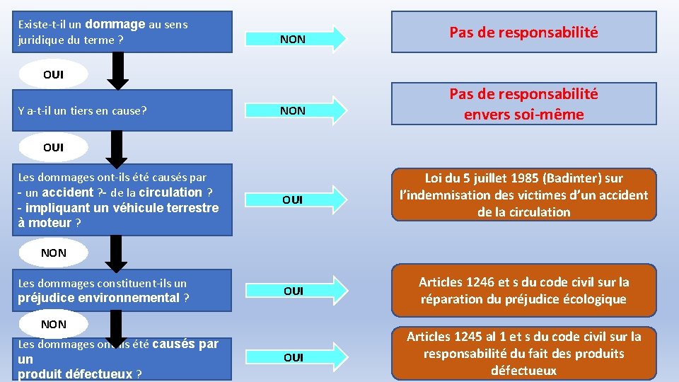 Existe-t-il un dommage au sens juridique du terme ? NON Pas de responsabilité envers