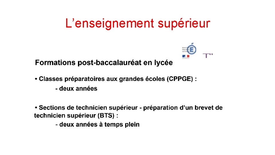 L’enseignement supérieur 