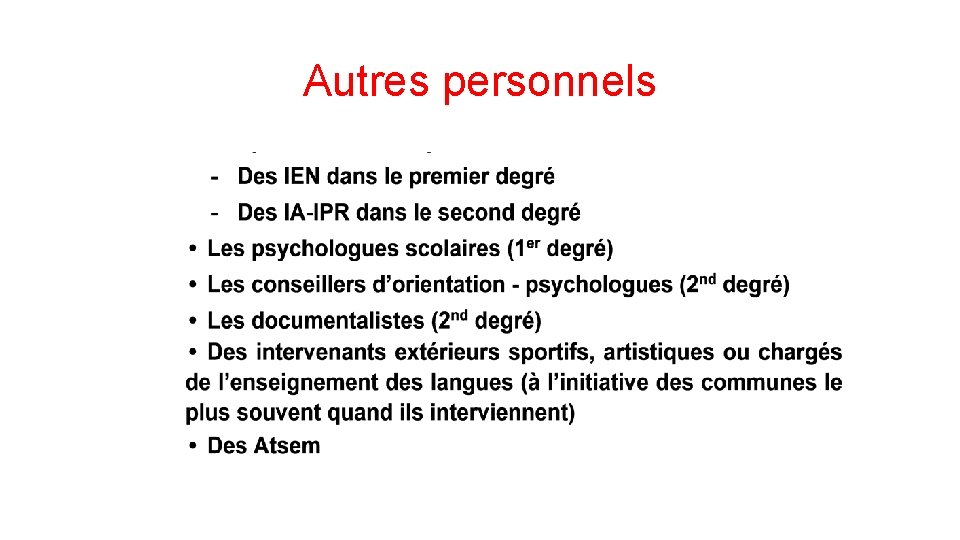 Autres personnels 