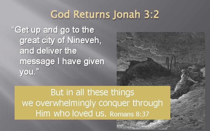 God Returns Jonah 3: 2 “Get up and go to the great city of