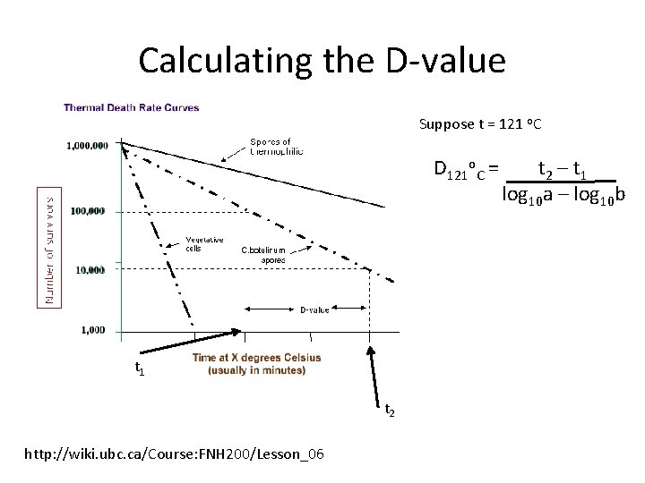 Calculating the D-value Suppose t = 121 o. C D 121 o. C =