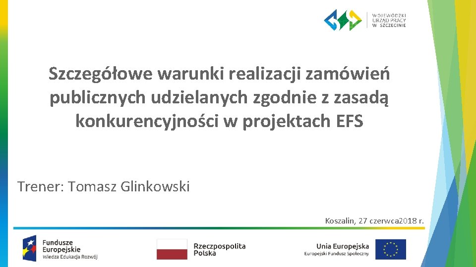 Szczegółowe warunki realizacji zamówień publicznych udzielanych zgodnie z zasadą konkurencyjności w projektach EFS Trener: