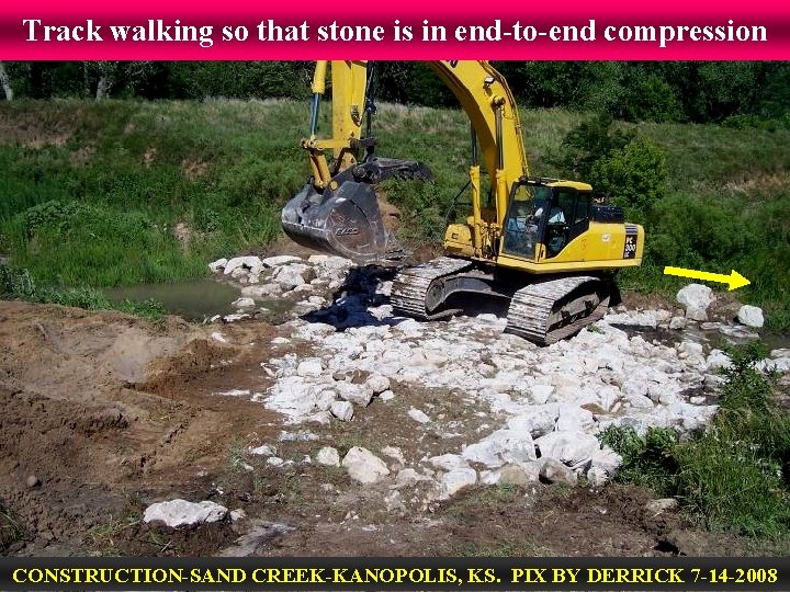 Track walking so that stone is in end-to-end compression CONSTRUCTION-SAND CREEK-KANOPOLIS, KS. PIX BY