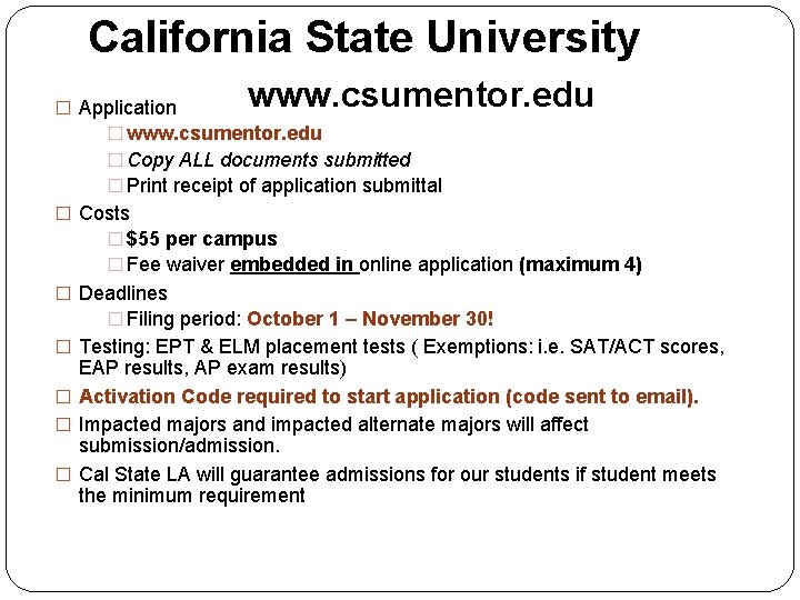 California State University www. csumentor. edu � Application � www. csumentor. edu � Copy