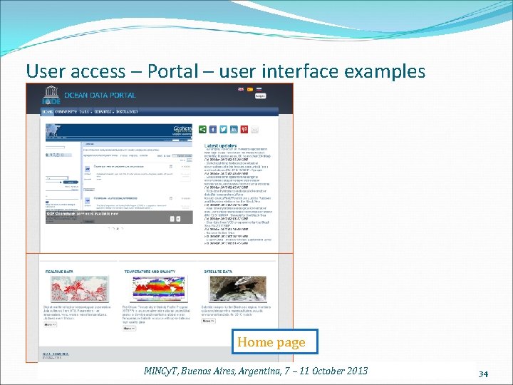 User access – Portal – user interface examples Home page MINCy. T, Buenos Aires,