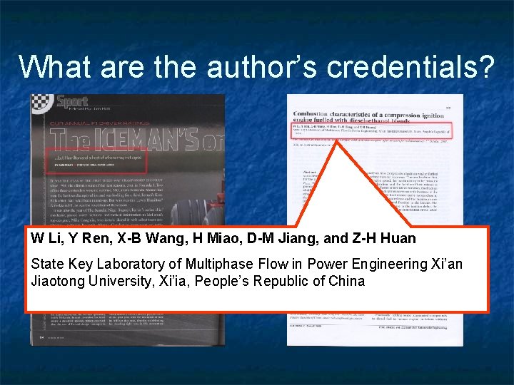 What are the author’s credentials? W Li, Y Ren, X-B Wang, H Miao, D-M