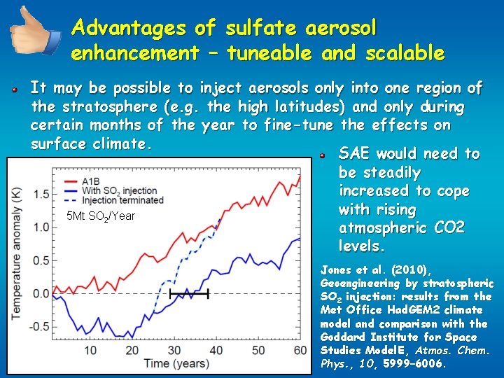 Advantages of sulfate aerosol enhancement – tuneable and scalable It may be possible to