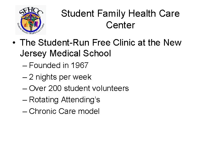 Student Family Health Care Center • The Student-Run Free Clinic at the New Jersey