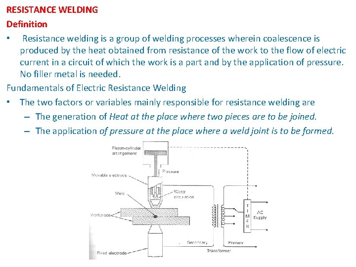 RESISTANCE WELDING Definition • Resistance welding is a group of welding processes wherein coalescence