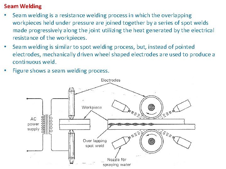 Seam Welding • Seam welding is a resistance welding process in which the overlapping