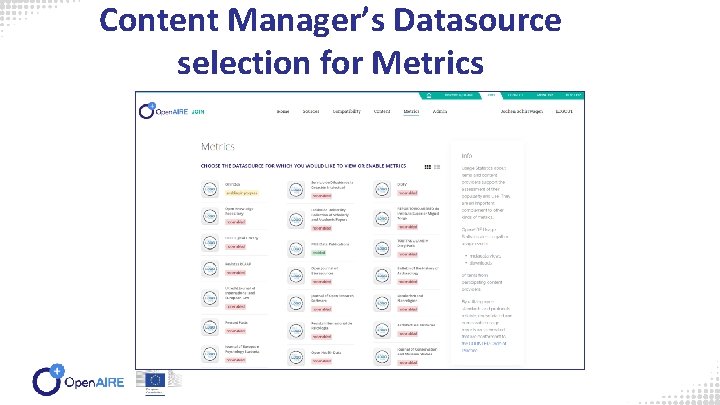 Content Manager’s Datasource selection for Metrics 