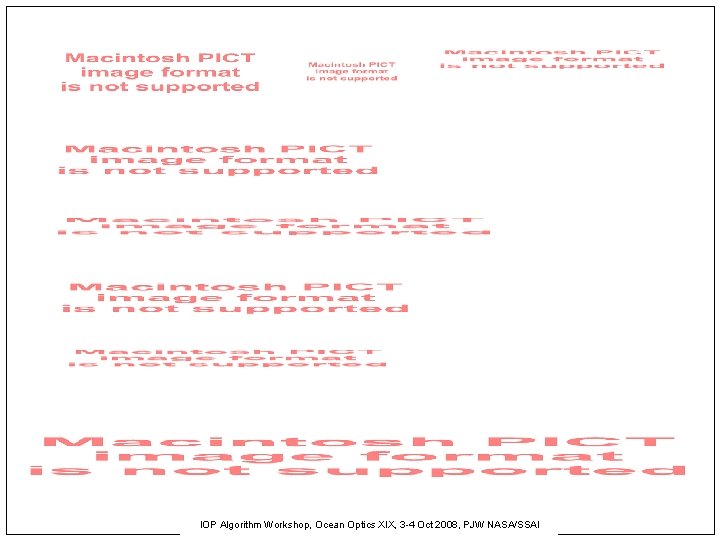 IOP Algorithm Workshop, Ocean Optics XIX, 3 -4 Oct 2008, PJW NASA/SSAI 