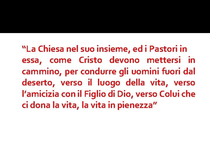 “La Chiesa nel suo insieme, ed i Pastori in essa, come Cristo devono mettersi