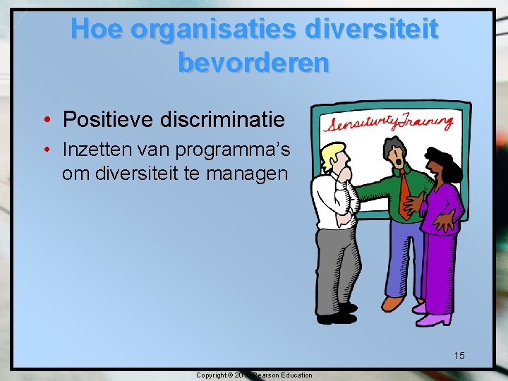 Hoe organisaties diversiteit bevorderen • Positieve discriminatie • Inzetten van programma’s om diversiteit te