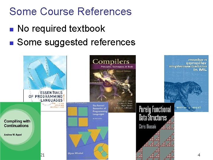 Some Course References n n No required textbook Some suggested references 10/23/2021 4 