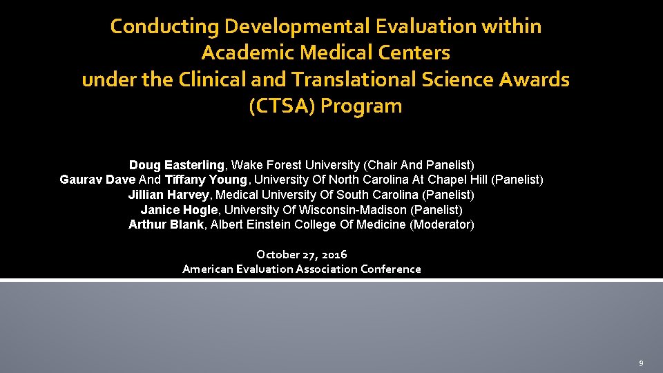 Conducting Developmental Evaluation within Academic Medical Centers under the Clinical and Translational Science Awards