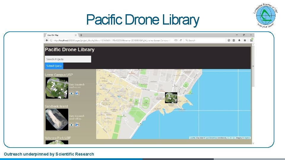 Pacific Drone Library Outreach underpinned by Scientific Research 