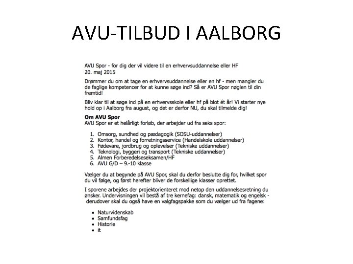 AVU-TILBUD I AALBORG 