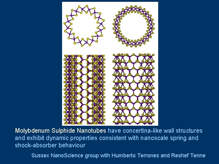 Molybdenum Sulphide Nanotubes have concertina-like wall structures and exhibit dynamic properties consistent with nanoscale