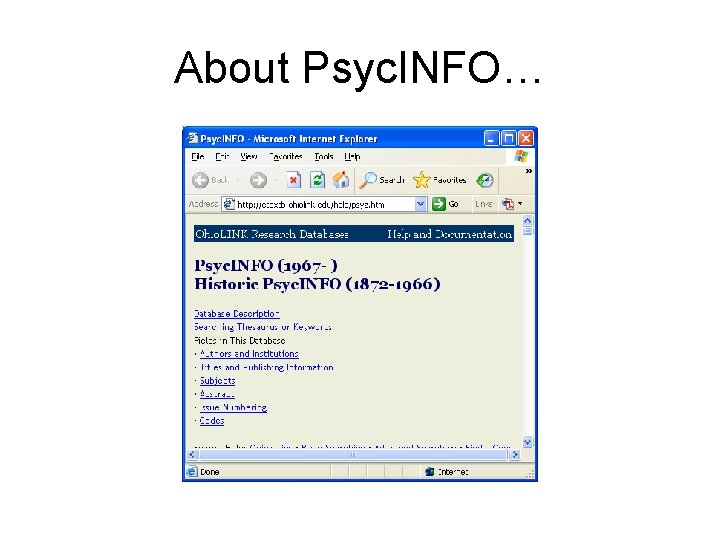 About Psyc. INFO… 