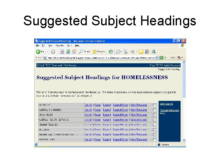 Suggested Subject Headings 