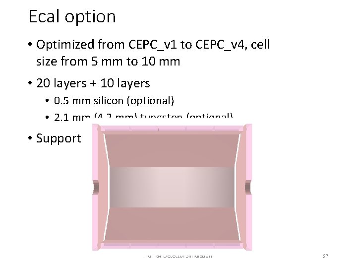 Ecal option • Optimized from CEPC_v 1 to CEPC_v 4, cell size from 5