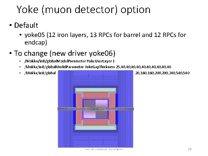 Yoke (muon detector) option • Default • yoke 05 (12 iron layers, 13 RPCs