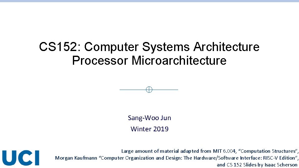 CS 152: Computer Systems Architecture Processor Microarchitecture Sang-Woo Jun Winter 2019 Large amount of