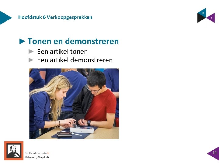 Hoofdstuk 6 Verkoopgesprekken ► Tonen en demonstreren ► Een artikel tonen ► Een artikel