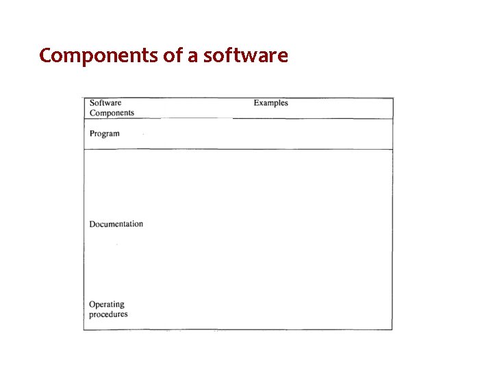 Components of a software 