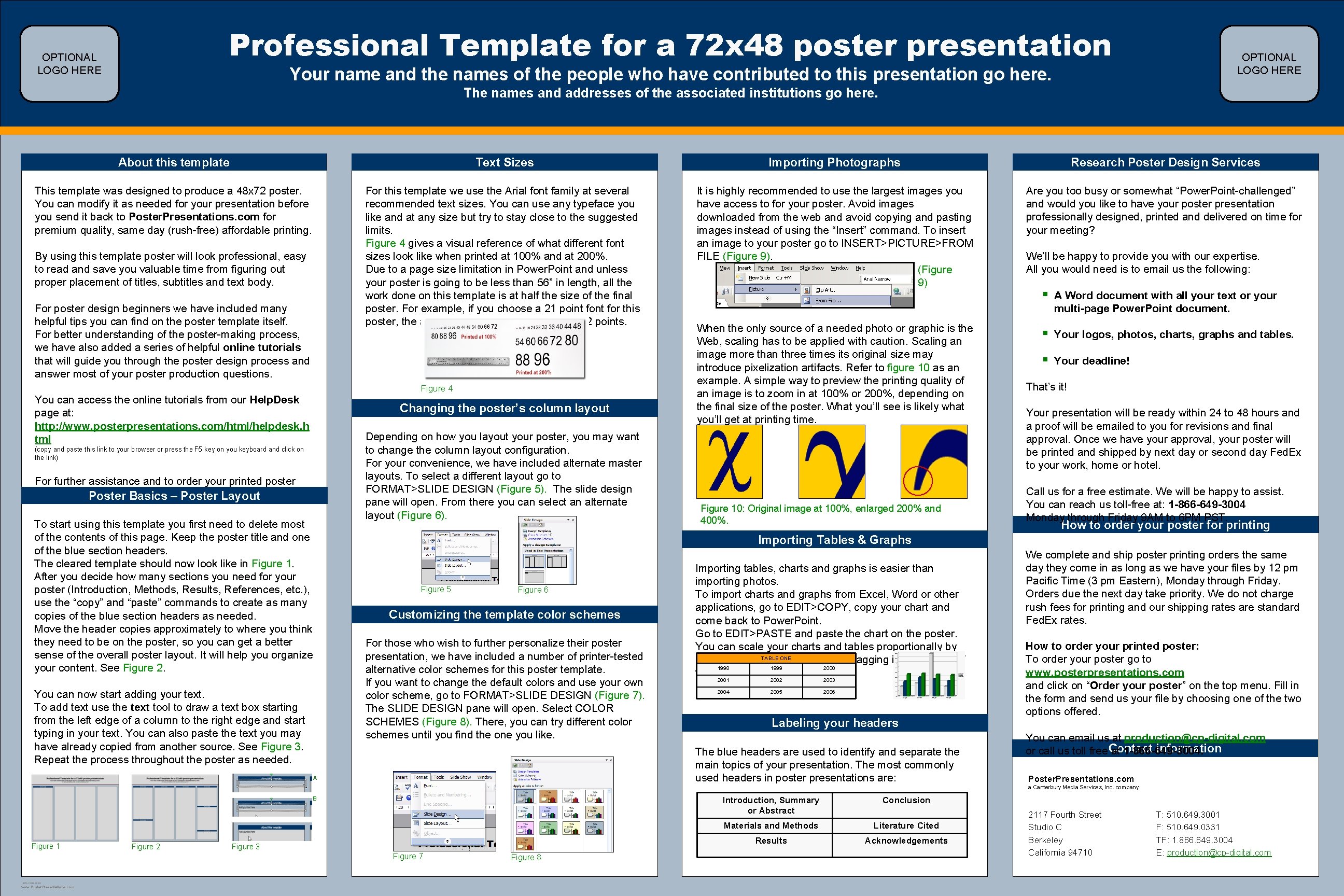 Professional Template for a 72 x 48 poster presentation OPTIONAL LOGO HERE Your name
