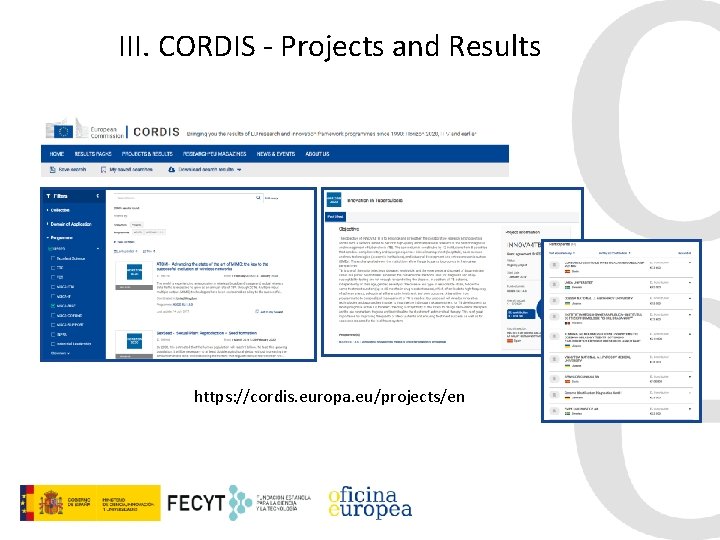 III. CORDIS - Projects and Results https: //cordis. europa. eu/projects/en 