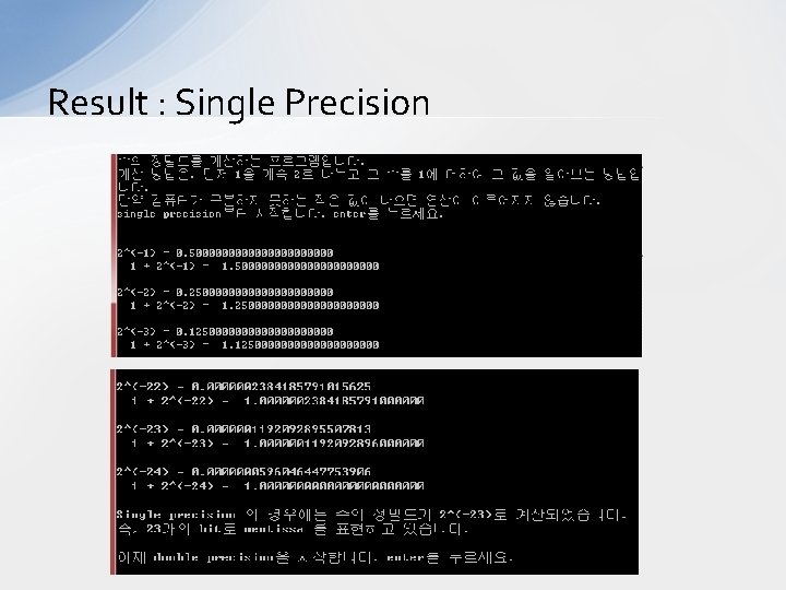 Result : Single Precision 