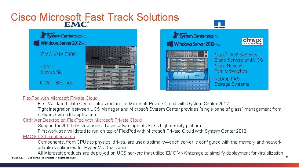Cisco Microsoft Fast Track Solutions R 2 EMC VNX 5300 R 2 ® Cisco