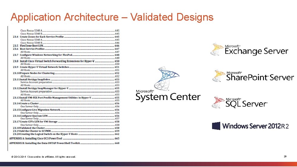 Application Architecture – Validated Designs R 2 © 2013 -2014 Cisco and/or its affiliates.
