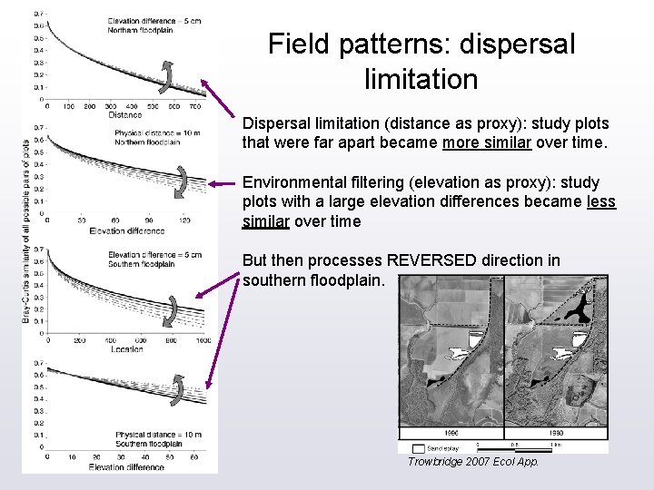 Field patterns: dispersal limitation Dispersal limitation (distance as proxy): study plots that were far