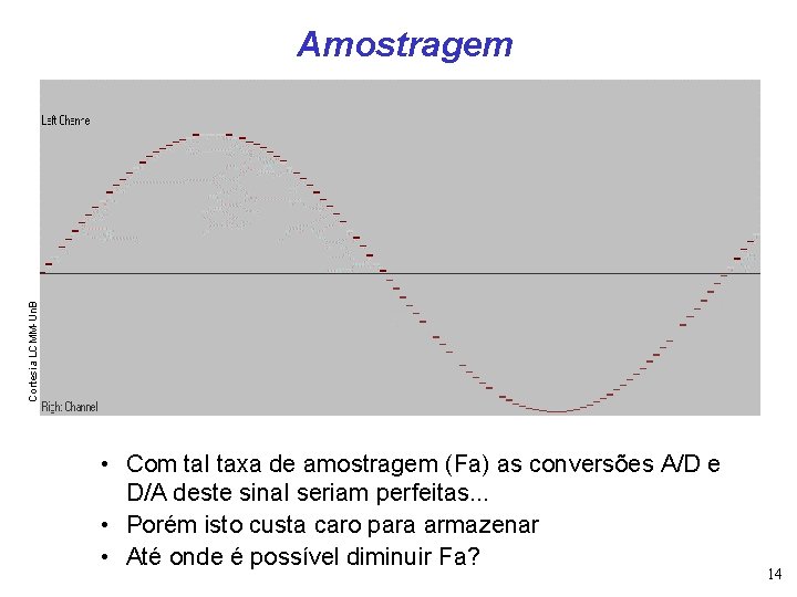 Cortesia LCMM-Un. B Amostragem • Com tal taxa de amostragem (Fa) as conversões A/D