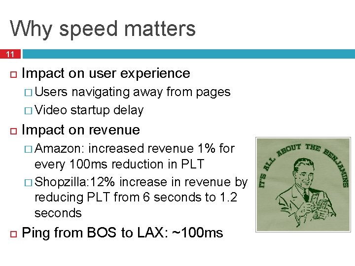 Why speed matters 11 Impact on user experience � Users navigating away from pages
