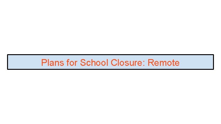 Plans for School Closure: Remote 